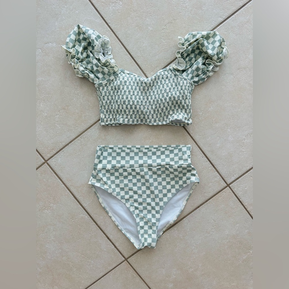 Womens Bikini Green Checker